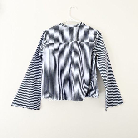 Madewell Pinstripe Flared Button Down Blouse Size S - Picture 9 of 10